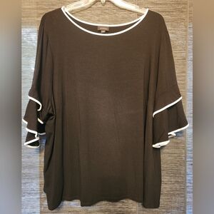 J. Jill Black Blouse with White Trim